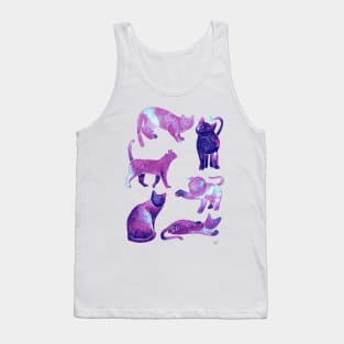 Galaxy Cats Pattern - Pink & Purple Tank Top